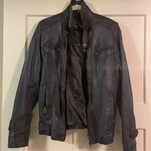 Blue leather jacket